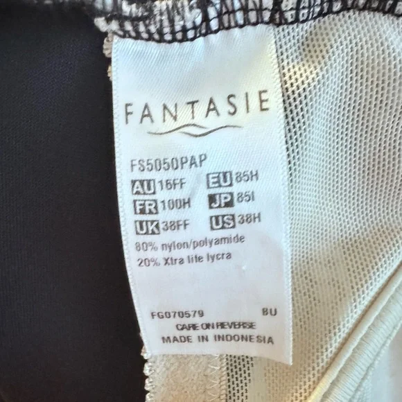 🏊‍♀️Fantasie Elegant Black, White, and Orange Swimsuit 🩱 One Piece w/ Underwire - Picture 3 of 4